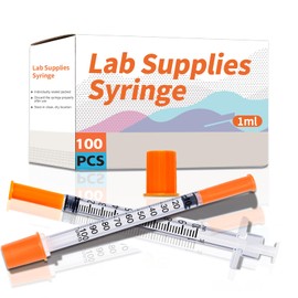 1ML 31G 1/4 Inch Syringe, Lab Syringes Individually Wrapped, Pack of 100