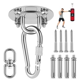 flintronic Heavy Duty Swing Hangers, 360° +180° Rotate Pad Eye Plate Hooks with Screws, Stainless Steel Hammock Hooks for Concrete and Wooden, Hooks for Swing, Gym, Yoga, Punching Bag, 450KG Capacity