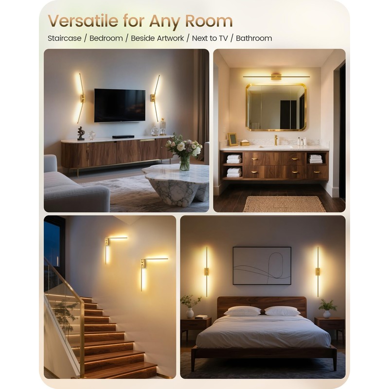 GOEBLESON 38.6" Wireless Battery Operated Wall Sconces Set of Two,Rechargeable