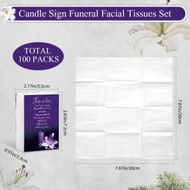 100 Packs Memorial Facial Tissues Those We Love Don't Go Away Inspirational Poem Pocket Tissues 3 Ply Napkins Packs Funerals Wedding Supplies for Family Relatives Guests, 700 Sheets(Purple)
