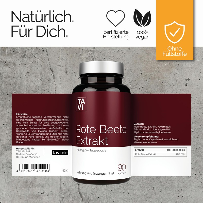 Beetroot Extract, 90 Capsules, High Dose, Vegan