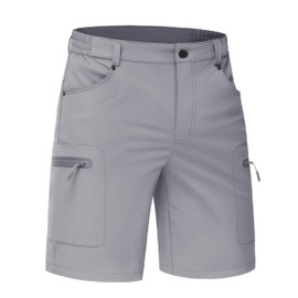TACVASEN Mens Cargo Hiking Shorts 10" Inseam Dry Fit Waterproof Outdoor Casual Grey Tactical Shorts with Multi Pockets for Travel Fishing