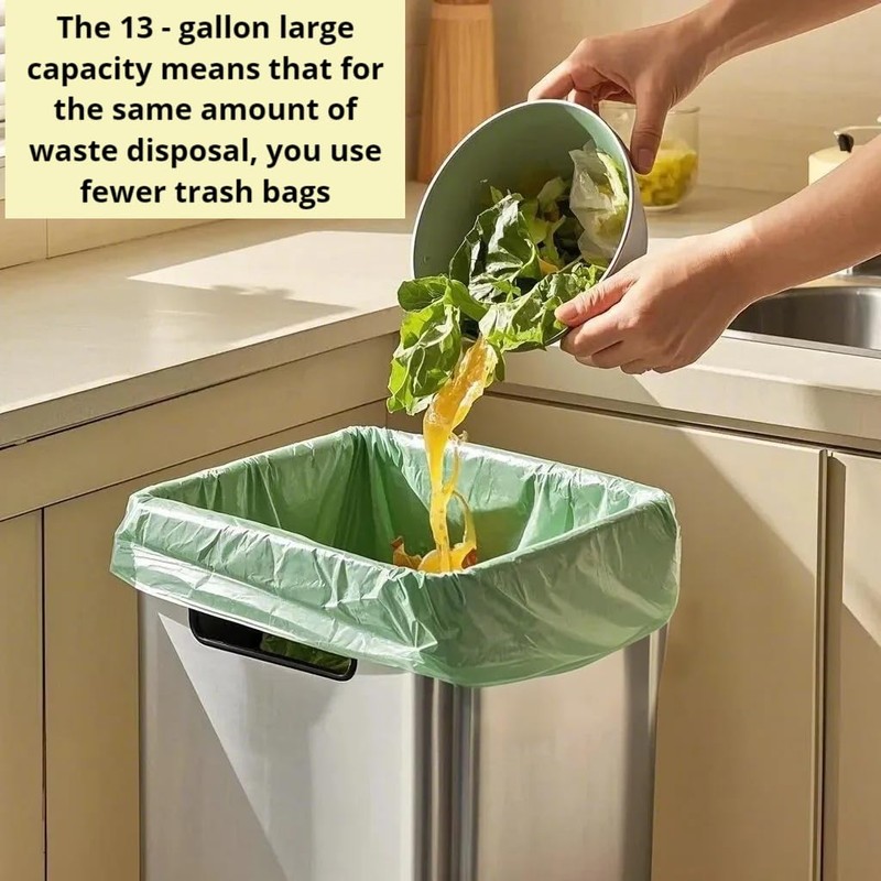 13 Gallon Biodegradable & Compostable Heavy-duty Trash Bags, 60 Count