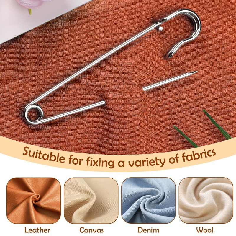 BUOKKON 30Pcs 3" Large Safety Pins, Three Colors Heavy Duty