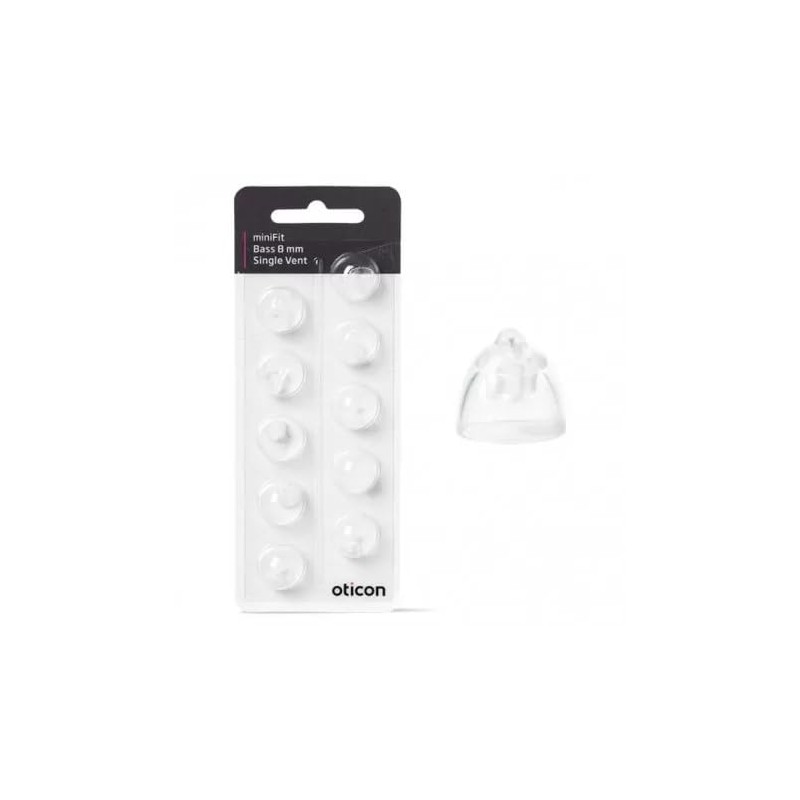 Minifit Bass Single Vent 8mm (Medium) Domes,Hearing aid Domes, for