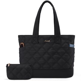 LOVEVOOK Tote Bag for Women, Work Bag Quilted Puffer Tote Bag with Zipper for Travel, Daily, Nurse Shoulder Bags Handbag