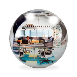 TidyFriend Convex Mirror Fortune Telling Ball Cubicle Decorations - Magic 8 Desk Mirror to See Behind You, Aesthetic Office Cubicle Accessories (Silver)