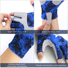 KastKing La Sal Fishing Gloves UPF50+ Sun Gloves UV Protection Fingerless Gloves Men Women for Outdoor, Kayaking, Rowing, Paddling, Canoeing, Hunting