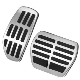 X AUTOHAUX Car Automatic Brake Gas Accelerator Pedal Cover Kit Silver Tone