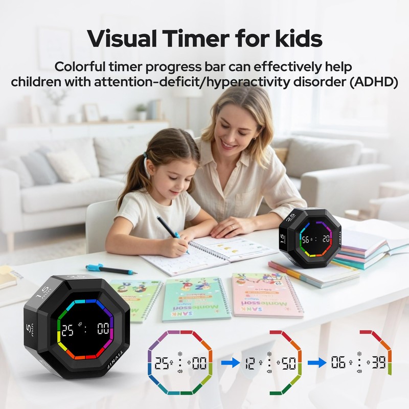 Visual Timer for Kids Kitchen Timer Pomodoro Magnetic Visual Countdown