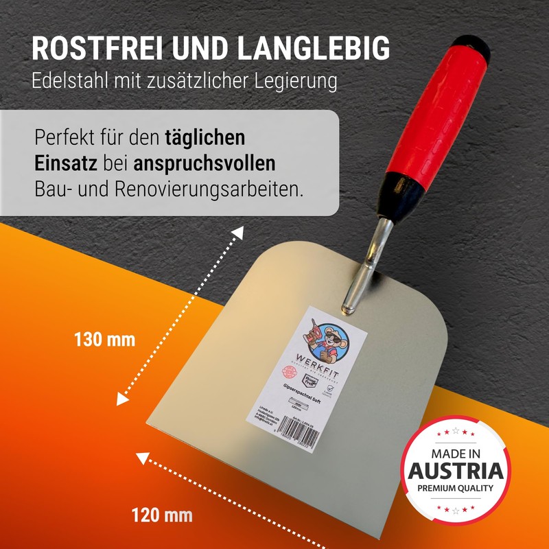 WERKFIT Professional Plasterer's Trowel Made of Stainless Steel 120 mm