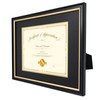 Hodeframe 11x14 Document Frame with (Black/Gold) Double Mat or 8x10