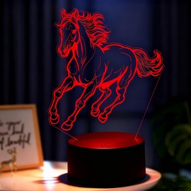 Pararty Children's Night Light, 3D LED Horse Lamp, 7 Colours, Colour Changing with Remote Control, Horse Night Light, Room Decoration
