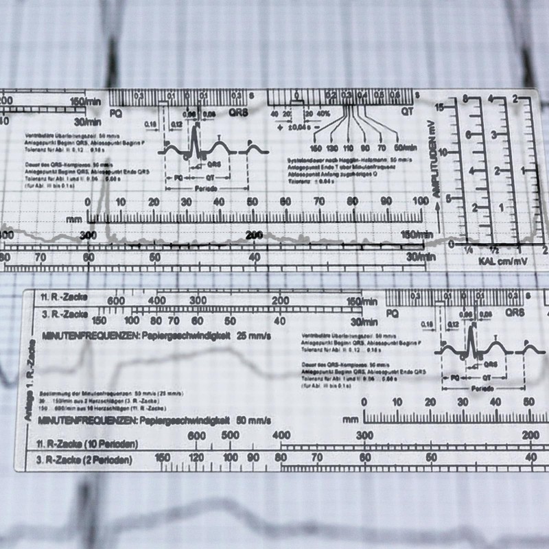 2Pcs Transparent ECG Ruler, Portable ECG Ruler Plastic Ruler Measuring
