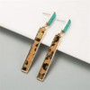 Rectangle Turquoise Dangle Earrings for Women Girls Gold Plated Long