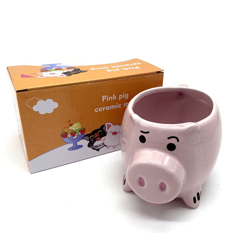 Cute Pig Ceramic Cup Pink Comfortable Grasp Smooth Mouth Lovely