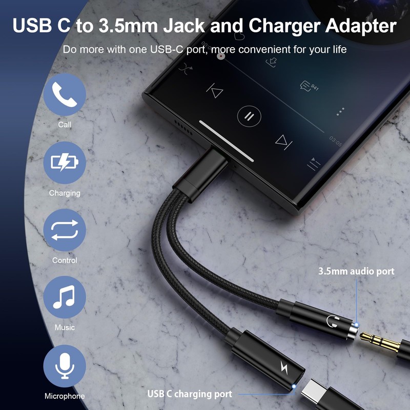 AILKIN USB C Headphone Adapter and Charging
