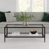 Henn&Hart 45" Wide Rectangular Coffee Table with Glass Shelf in