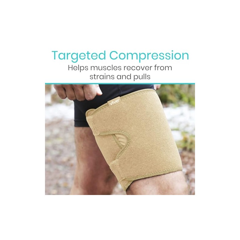 Vive Thigh Brace - Hamstring Quad Wrap - Adjustable Compression