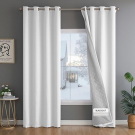 3-In-1 Heavy Drapes Thermal Insulated Thick Curtains for Winter - Sound Deadening Drapes Noise Blocking - Thermal Insulated Sliding Patio Door Curtains with Thick Liner 96 Inches Long 1 Panel Set