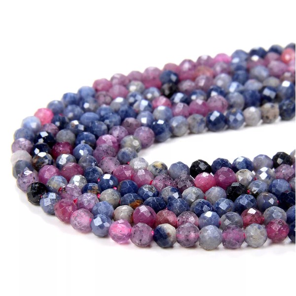 2MM Ruby Sapphire Gemstone AA Micro Faceted Round 15.5 inch