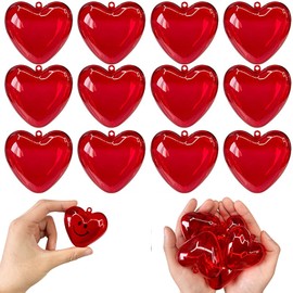 Lakymisy Valentine's Day Heart Capsule Ornaments Set of 24 Fillable Plastic Ball Hollow Heart Ball DIY Decoration Gift White Day Proposal Wedding Decoration Photo Props