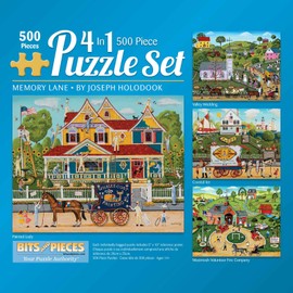Bits and Pieces - 4-in-1 Multi-Pack 500 Piece Jigsaw Puzzles for Adults - Memory Lane 500 pc Puzzle Set Bundle by Joseph Holodook - Puzzles Measure 16"x20"