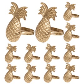 Napkin Rings Set of 12, Pineapple Napkin Holders, Metal Napkin Rings Bulk for Party Decoration, Dinning Table, Everyday, Family Gatherings - A Great Tabletop Décor - Antique Copper/Bronze