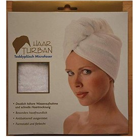 Buscher Hair Turban White Teddy Plush Microfibre Hair Turban Hairtowl Also Ideal for Sauna Suitable Sauna Sheet