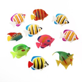 TINKSKY 10pcs Plastic Artificial Moving Floating Fishes Ornament Decorations for Aquarium Fish Tank (Random Color Pattern)