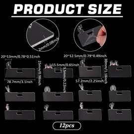 BENECREAT 12pcs Badge Buddy Pin Holder, 6 Styles ID Badge Reel Card Topper Charm 7 Sizes for Nurse Doctor Staff Name Cards Display Pins Office Accessories