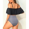 Tempt Me Women Two Piece Off Shoulder Ruffled Flounce Crop