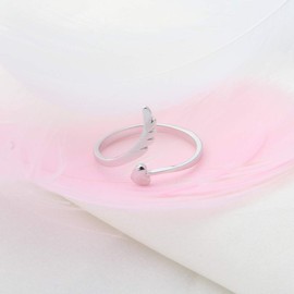 WUSUANED Open Adjustable Guardian Angel Wing Heart Finger Ring Fashion Exquisite Jewelry for Women (angel wing ring)