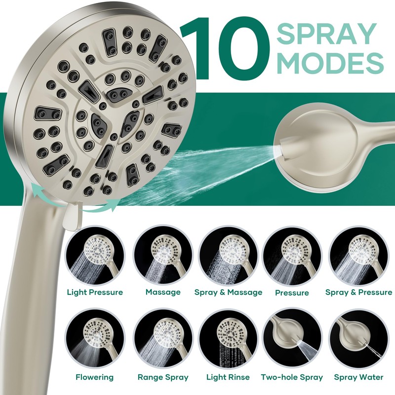 UltrTxenova Shower Head with Handheld Spray Combo,6" High Pressure Rain