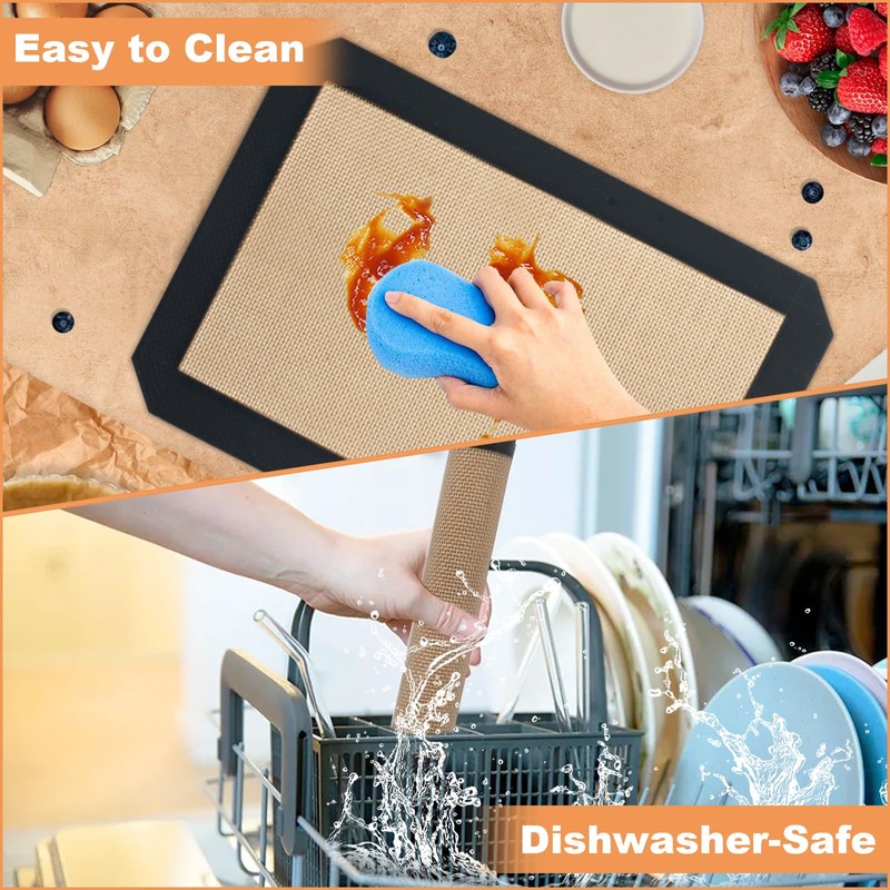 Silicone Baking Mat,Silicone Mat,2 Pack Reusable Non-Stick Baking Mat,Food Safe
