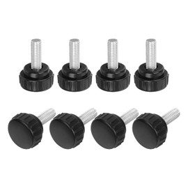 sourcing map 8Pcs Round Knurled Thumb Screws, M8 x 20mm Carbon Steel Zinc Plated Thread Thumbscrew Clamping Knob Screw for Quick Replacement Screws, Black