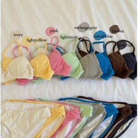 Cross-border Korean Candy Color Simple Multi-Color Split Bikini Set for Small Busts Swim 44 L/Green (Separate Bottom) 2ea
