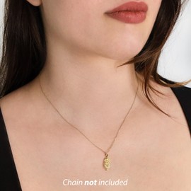 Lucchetta Lucky Owl Polished 14K Yellow Gold Pendant for Women Girls 585 Real Gold for Chain (up to 4 mm) Made in Italy, Oro giallo