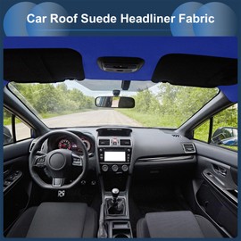 INFINAUTO Headliner Fabric 98" l x 57" W for Car Truck RV SUV Boat Automotive Interior Trim DIY Roof Repair Replacement Foam Backing Suede Fabric Blue