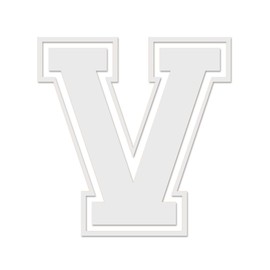 Applicable Pun Varsity Letter V - Vinyl Decal for Outdoor Use on Cars, ATV, Boats, Windows and More - White 8 Inches Tall
