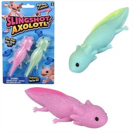 HAPPY DEALS ~ Axolotl Flings Slingshot | 2 Pack on Blister Card | 4.33 Inch Axolotle Theme Toys