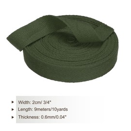 PATIKIL Cotton Twill Tape 20mm(3/4") 9m(10 Yards) Cotton Ribbon Bias Binding Tape Herringbone Webbing Trim for Sewing Gift Wrapping Craft DIY Army Green