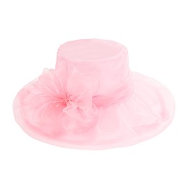 Women Girl Tea Party Fascinator Hat Vintage Church Funeral Cocktail Easter British Organza Veil Bowknot Fascinators Dress Top Hats Headpiece Summer Beach Cap Accessories (Pink)