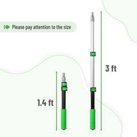 Bates- Extension Pole, 1.4 to 3 Ft Pole, Black & Green, ‎Telescoping Pole, Extendable Pole, Telescopic Pole, Paint Pole, Paint Roller Extension Pole, Paint Extension Pole, Telescopic Poles