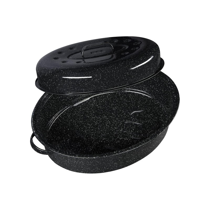 Granite Ware Porcelain Enamel Covered Roaster 20 lb Black