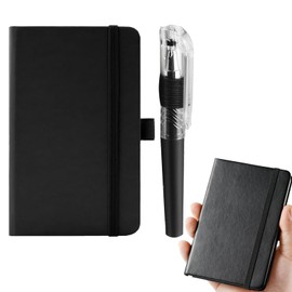LINXINS A7 Notebook Pocket Notebook with Pen, Small Notebooks Pocket Size, Pocket Notepad - Pu Leather Notebooks With Elastic Band And Inner Pocket Hardcover Notepad, Black Note Book (100 Sheets)