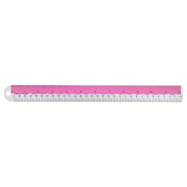HARFINGTON Straight Ruler 12 Inch Metric English System Aluminum Alloy Ruler with Small Hole Measuring Tool for Children Study Classroom Office, Hot Pink