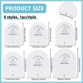 BENECREAT 6 Sizes Large Crochet Hat Sizer Templates, Arch Acrylic Crochet Cap Making Template, Winter Hat Quilting & Craft Template for Knitting or Measuring Hat Making