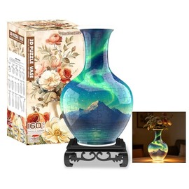 3D Puzzles Vase for Adults, Crafts for Adults, 164 Pieces Plastic DIY Unique Flower Vase with LED Light, House Warming Gift Birthday Gifts for Flower Arrangements and Home Decoration (Night Light)