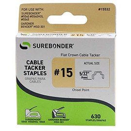 #15 Flat Crown Cable Tacker Staples - 630 ct.
